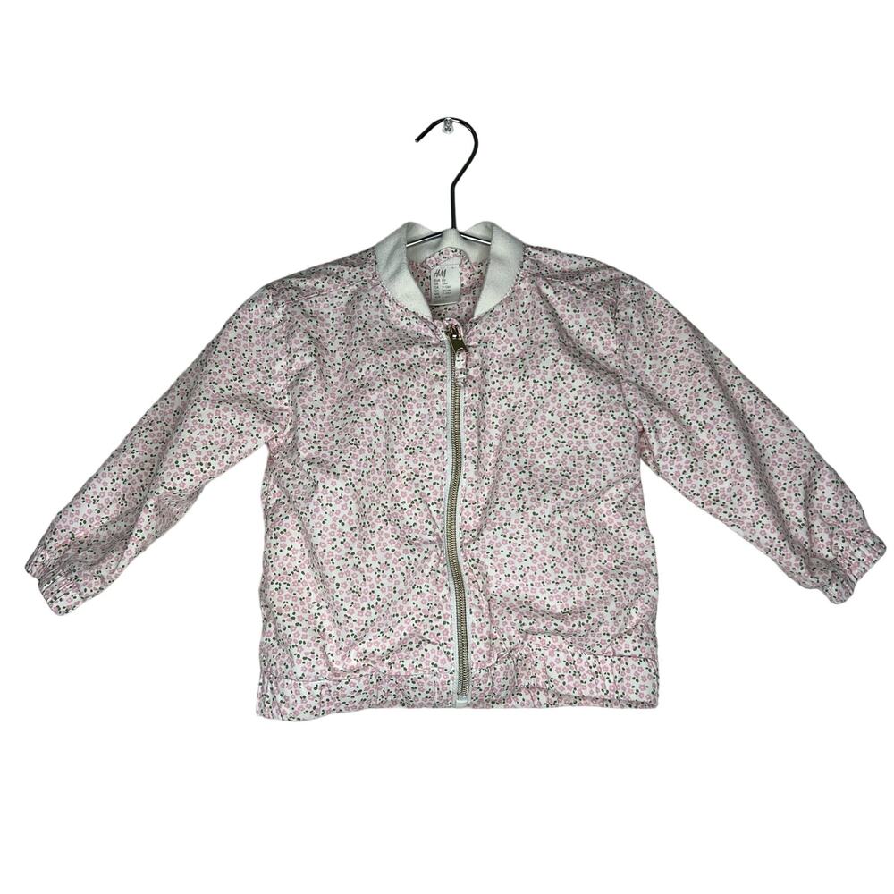 H&M ivory white pink ditsy floral print jacket full zip